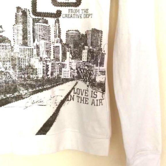 COMPAGNIA ITALIANA, WHITE LONG SLEEVE V-NECK TOP S - Picture 4 of 5